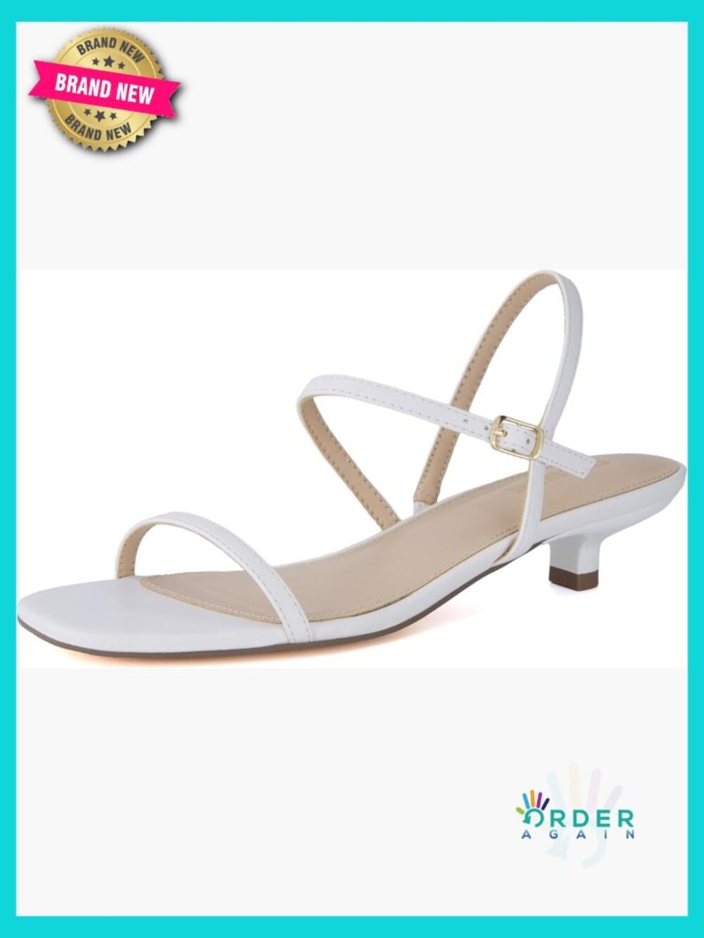 Women's One Band Kitten Heel Sandal Strappy Ankle Strap Minimal Dressy Elegant